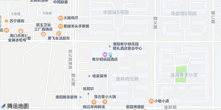 婚礼酒店位置示意